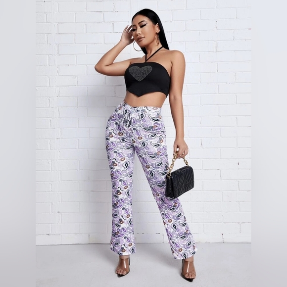 Boho Paisley Flare Leg Pants - Picture 2 of 8